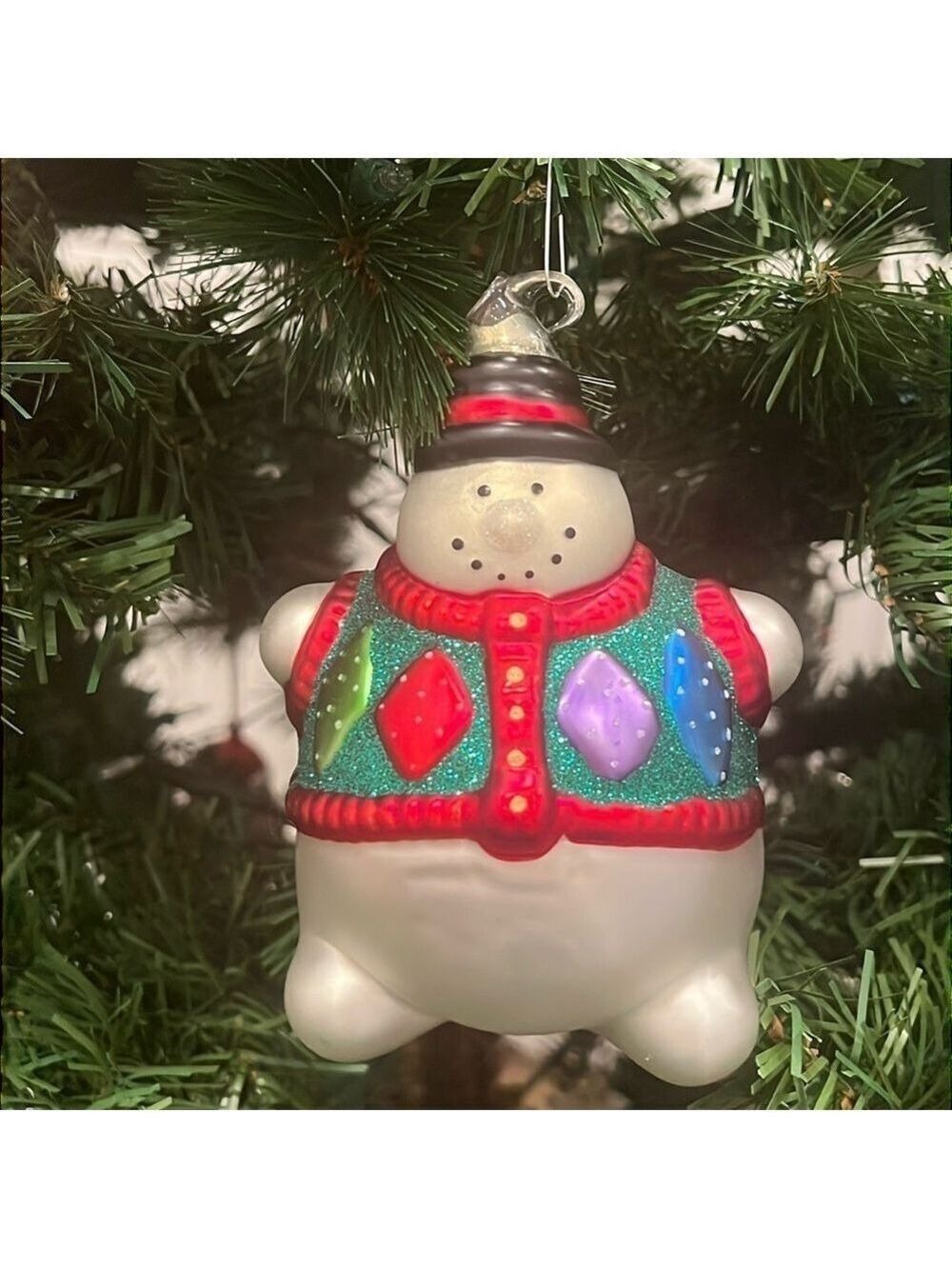 Vintage Department 56 Mercury Glass Snowman Ornament 1988 Retired Holiday Decor